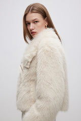 Plush Paneled Thick Warm Notch Collar Coat