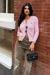 Horse Embroidered Long Sleeve Street Knit Cardigan