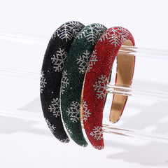 Christmas Snowflake Rhinestone Sponge Wide Hair Accessory