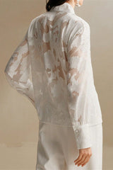 Embroidered Turtleneck Casual Spring-Summer Blouse