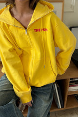 Warm Oversized Zip-Up Retro Hoodie