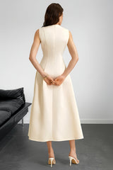 Elegant A Line Flared Sleeveless Work Dress