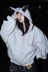 American Panel Rivet Doberman Ear Hoodie