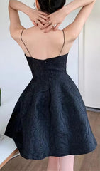 Strapy Hem Mini Dress in Black