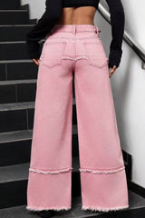 Distressed Patchwork Gradient Pink Stylish Jeans