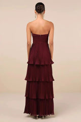 Strapless Ruched Ruffled Tiered Party Dress