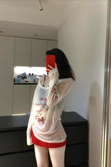 Slouchy One Shoulder Mesh Cover Up