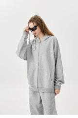 Grey Fleece Zip Up Hoodie
