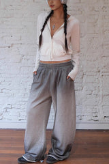 Slim-Fit Knit Zip-Up Cropped Hoodie