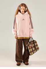 Striped Gray Raglan Sleeve Hoodie