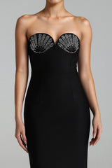 Bandage Rhinestone Strapless Luxury Party Dress