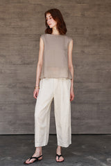 Linen Cropped Balloon Pants