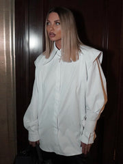 Loose White Cotton Lapel Blouse