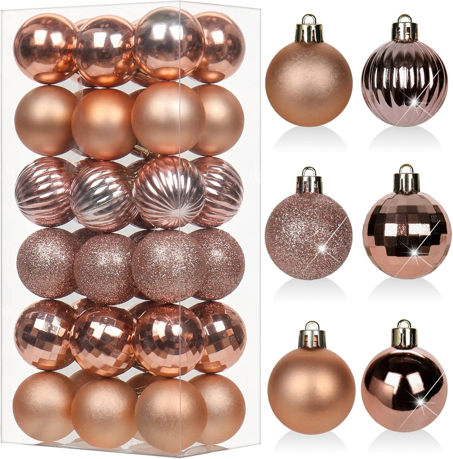 Shatterproof Gold Christmas Ball Ornaments - Set of 30