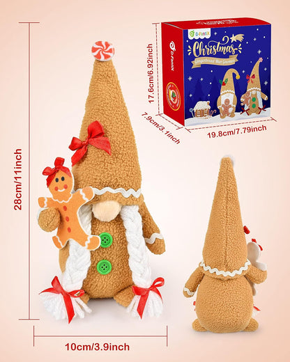 Gingerbread Man Gnomes Plush Doll Sets - Handmade Scandinavian Gnome Decor Kits