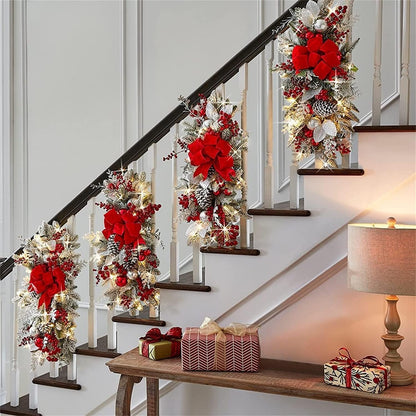 Gold Cordless Prelit Christmas Swag for Staircase - 24"