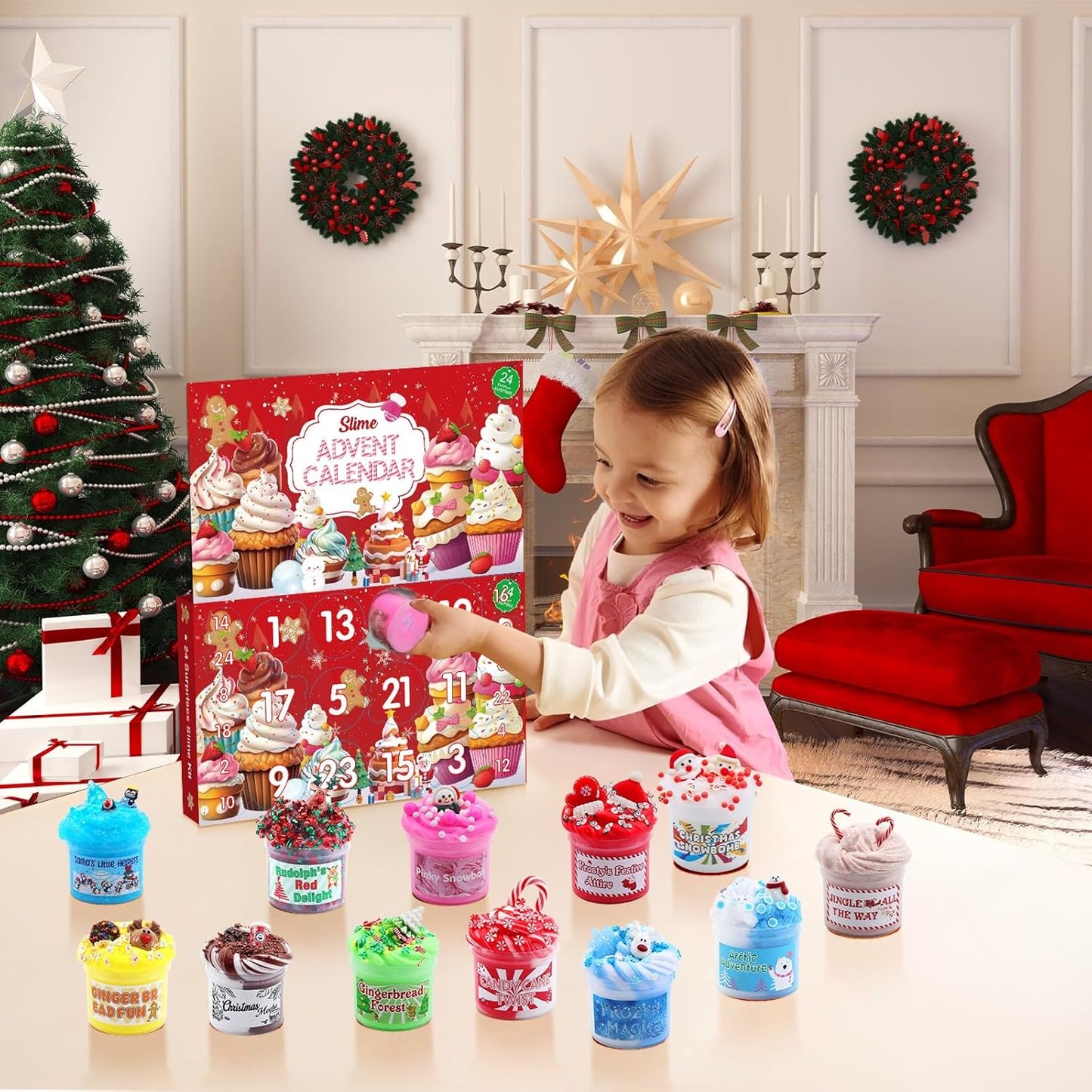 Slime Advent Calendar - 24 Days of Surprises with Fluffy Slime Kit for Kids and Teens