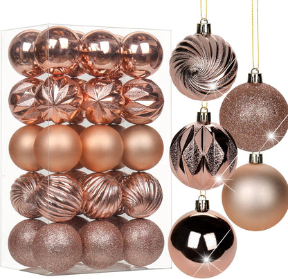 Shatterproof Gold Christmas Ball Ornaments - Set of 30