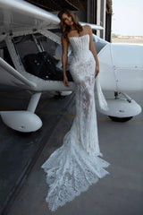 High-End Lace Sheer Paneled Corset Strapless Party Dress