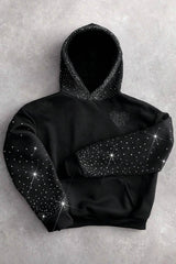 Rhinestone Embroidered Zip Up Hoodie