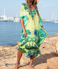 Printed Loose Moroccan Tassel Plus Size Boho Dress