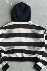 Striped Eye Applique Cropped Zip Hoodie
