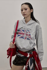 Retro Union Jack Star Cropped Hoodie