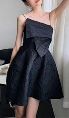 Strapy Hem Mini Dress in Black