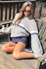 Loose Striped Contrast Color Long Sleeve Sweater