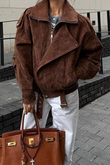 Maillard Brown Cropped Loose Jacket