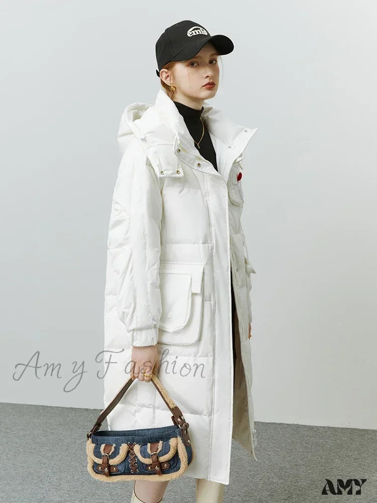 90% White Duck Medium Length Hooded New Winter Coat