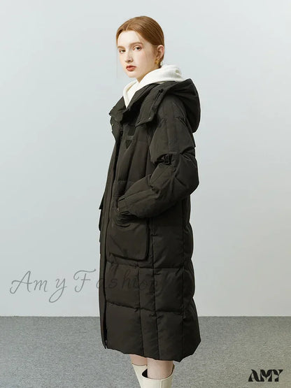 90% White Duck Medium Length Hooded New Winter Coat