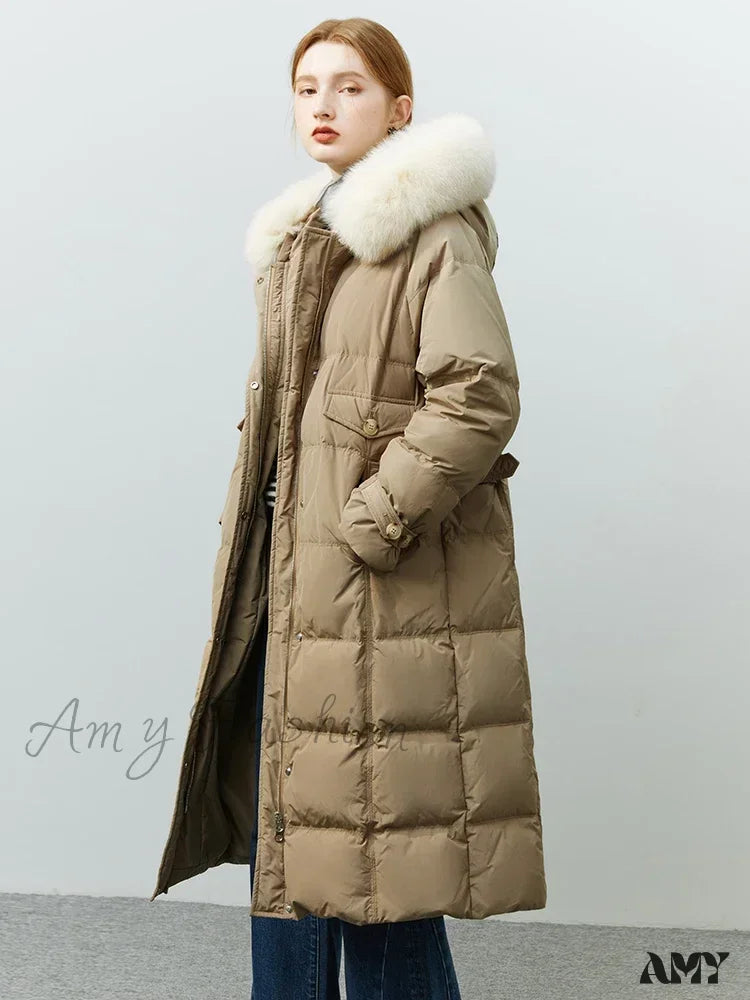 90% White Duck Solid Thick Casual New Winter Coat Brown / S