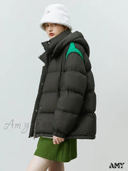 90% White Goose Black Grey Khaki Casual Thick Winter Down Coat / S