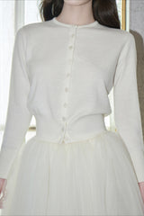 Merino Wool Slim Warm Crew Neck Long Sleeve Cardigan