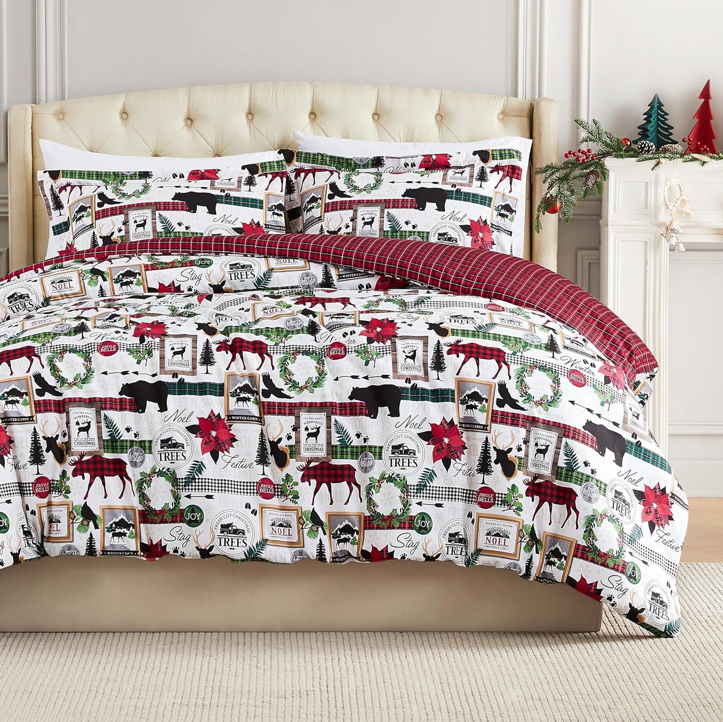 Farmhouse Christmas Print Duvet Cover/Comforter Set - Queen Size