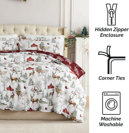 Farmhouse Christmas Print Duvet Cover/Comforter Set - Queen Size