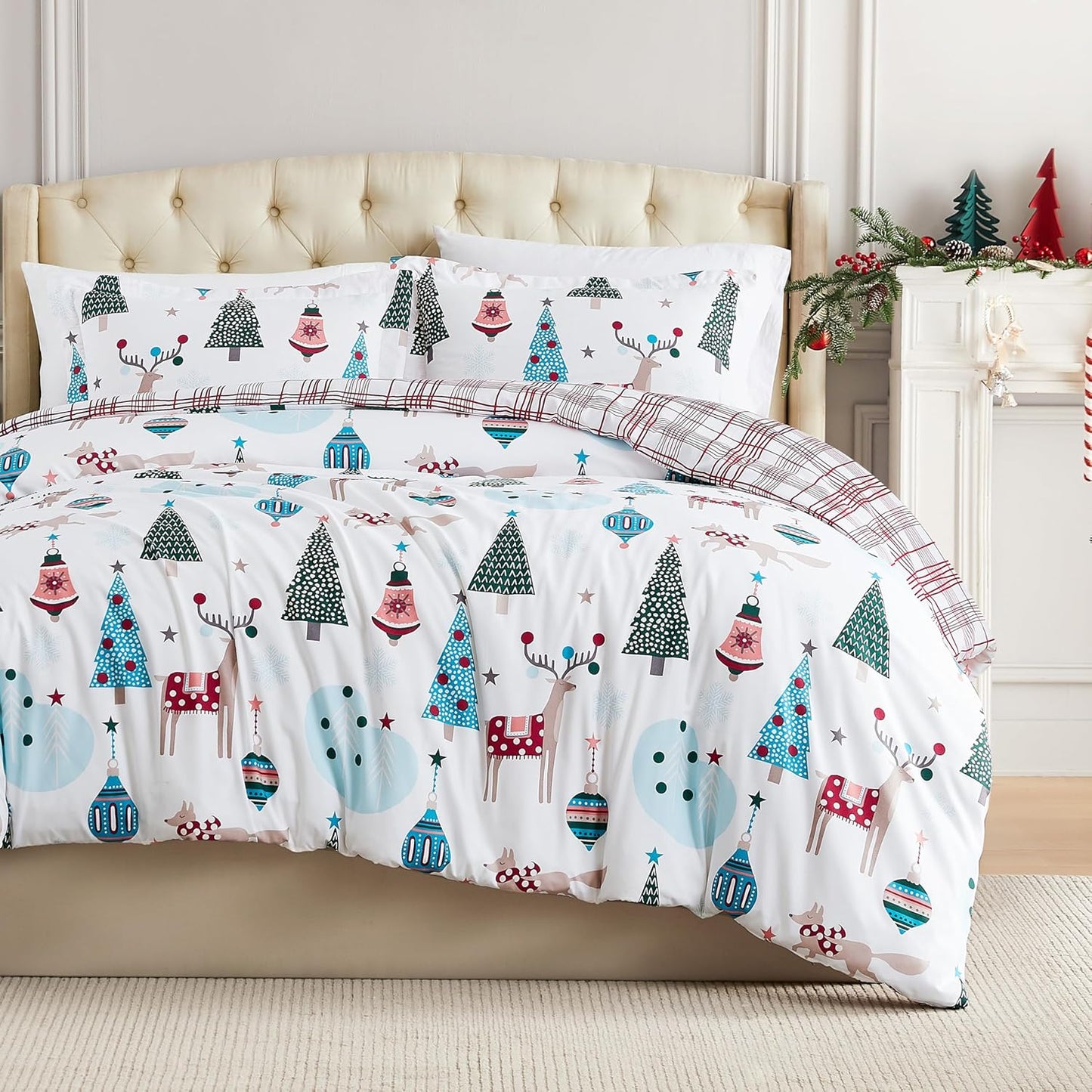 Farmhouse Christmas Print Duvet Cover/Comforter Set - Queen Size