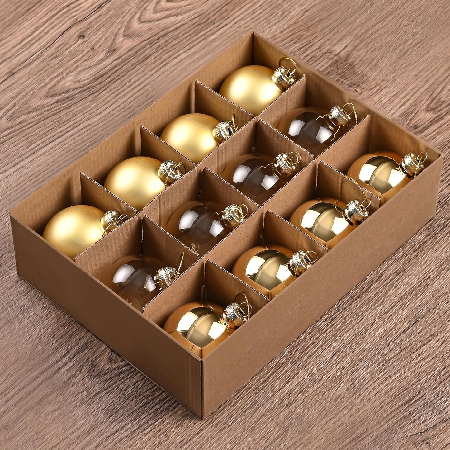 Set of 9 Brown Glass Christmas Ball Ornaments with Various Finishes