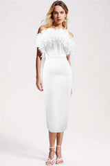 White Bandage Floral Slim Fit Elegant Party Dress
