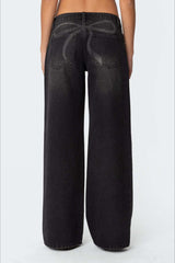 Loose Wide Leg Fashion Printed Denim Jeans