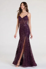 Sequin V-Neck Elegant Long Evening Party Dress