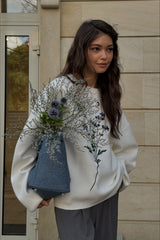 Embroidered Casual Long Sleeve Knit Sweater