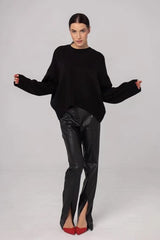 Oversized Crewneck Solid Knit Sweater