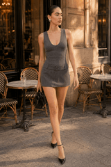 Striped V Neck Belted Cinched Work Dress