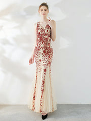 Fishtail Sequin long evening dress