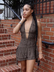 Irregular Halter Backless Mini Dress