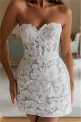 Strapless Floral Embroidery Vacation Dress