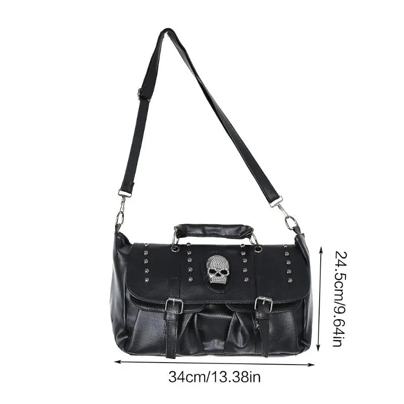 Capacity Style Leather Luxury Skull PU Punk Bag Crossbody Large