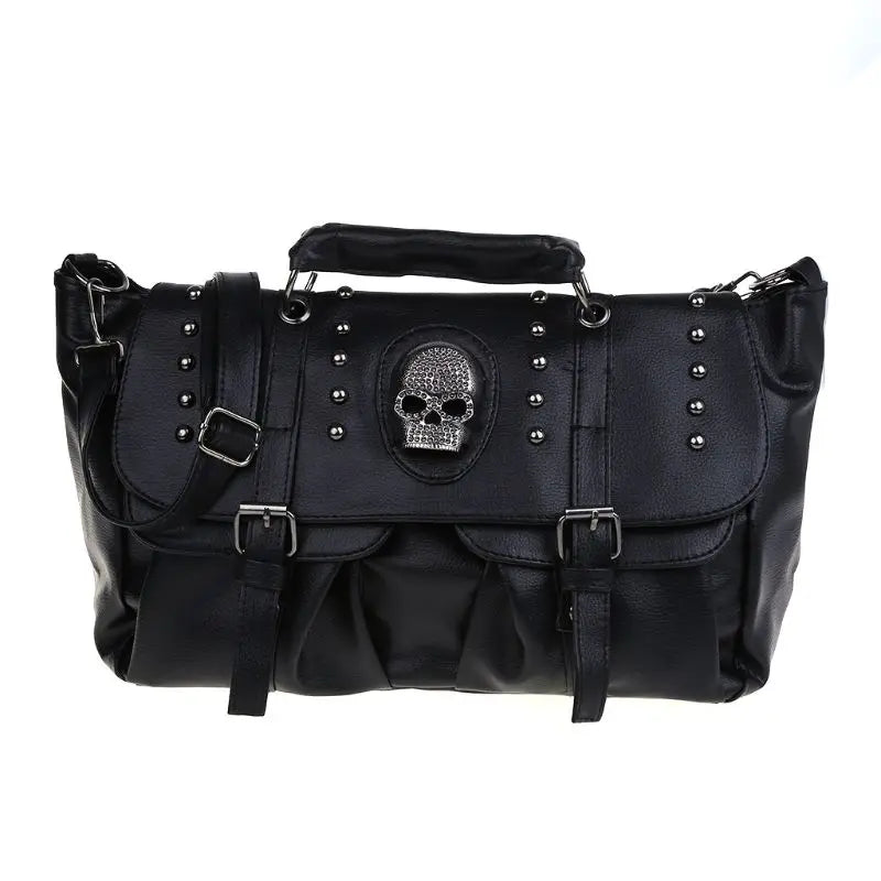 Capacity Style Leather Luxury Skull PU Punk Bag Crossbody Large